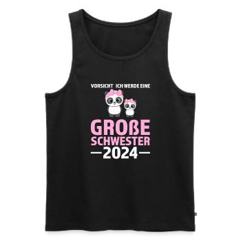 Große Schwester 2024 Panda Grosse Schwester 2024 G - Männer Premium Bio Tank Top - Schwarz - Vorne - Michal (187cm)