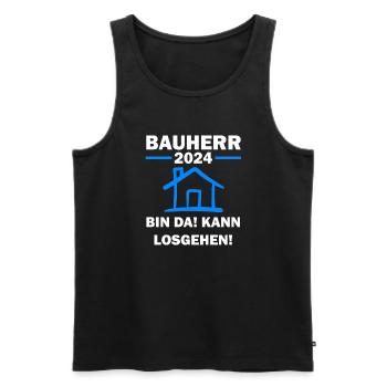 Bauherr 2024 Hausbau Baubeginn Geschenk - Männer Premium Bio Tank Top - Schwarz - Vorne - Michal (187cm)