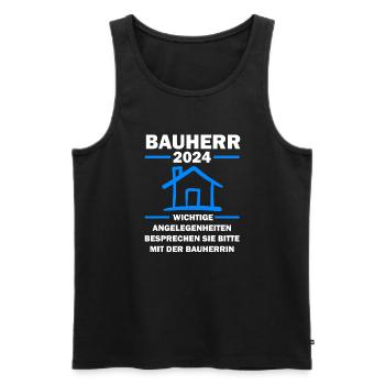 Bauherr 2024 Hausbau Bauherren Geschenk - Männer Premium Bio Tank Top - Schwarz - Vorne - Michal (187cm)