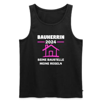 Bauherrin 2024 Hausbau Richtfest Geschenk - Männer Premium Bio Tank Top - Schwarz - Vorne - Michal (187cm)