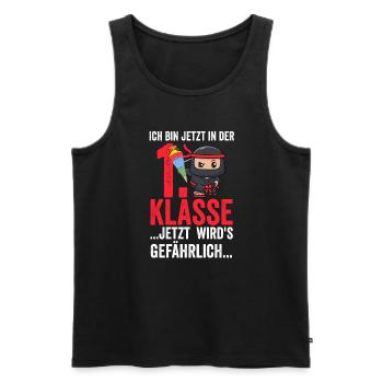 1.Klasse Ninja Einschulung Geschenk - Männer Premium Bio Tank Top - Schwarz - Vorne - Michal (187cm)