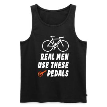 Real Men Use These Pedals - Männer Premium Bio Tank Top - Schwarz - Vorne - Michal (187cm)