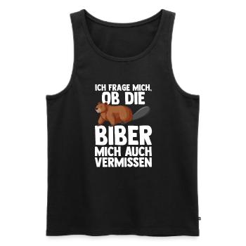 Biber Tier Nagetier Geschenk - Männer Premium Bio Tank Top - Schwarz - Vorne - Michal (187cm)