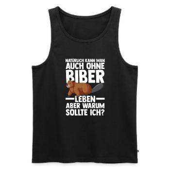 Biber Tier Biber Damm Geschenk - Männer Premium Bio Tank Top - Schwarz - Vorne - Michal (187cm)