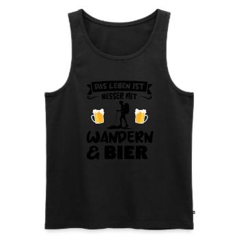 Wandern Bier Wanderer Geschenk - Männer Premium Bio Tank Top - Schwarz - Vorne - Michal (187cm)
