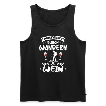 Wandern Wein Bergsteiger Geschenk - Männer Premium Bio Tank Top - Schwarz - Vorne - Michal (187cm)
