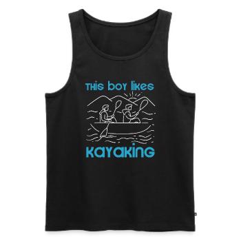 Un garçon aime le kayak Sports nautiques Le kayak - Débardeur bio Premium Homme - noir - Devant - Michal (187cm)