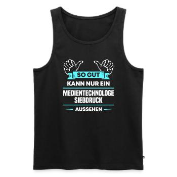 Medientechnologe Siebdruck Design für stolze Profi - Männer Premium Bio Tank Top - Schwarz - Vorne - AI Model Male 178 light (178cm)