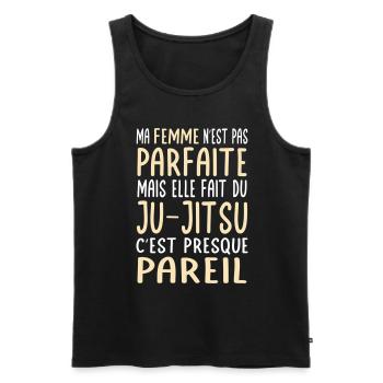 Meine Frau nicht perfekt, aber sie macht Ju-Jitsu - Männer Premium Bio Tank Top - Schwarz - Vorne - AI Model Male 178 light (178cm)