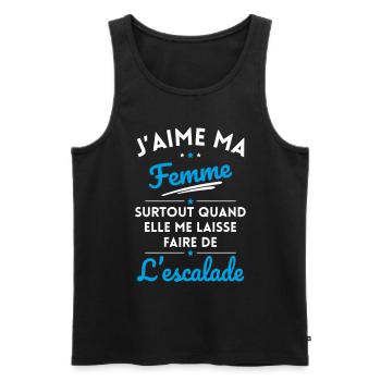 J'aime ma femme quand me laisse faire Escalade - Débardeur bio Premium Homme - noir - Devant - Michal (187cm)