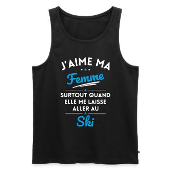 J'aime ma femme quand me laisse aller au Ski - Débardeur bio Premium Homme - noir - Devant - Michal (187cm)