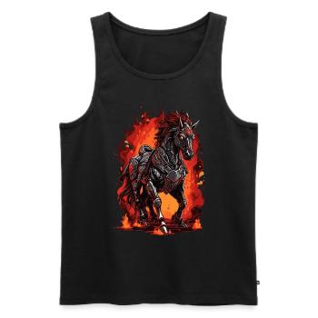 Horse Pony Hell Fire Flame - Men's Premium Organic Tank Top - black - Front - AI Model Male 178 light (178cm)