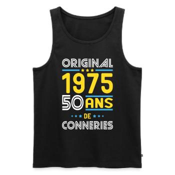 Anniversaire 50 ans - Original 1975 - Conneries - Débardeur bio Premium Homme - noir - Devant - Michal (187cm)