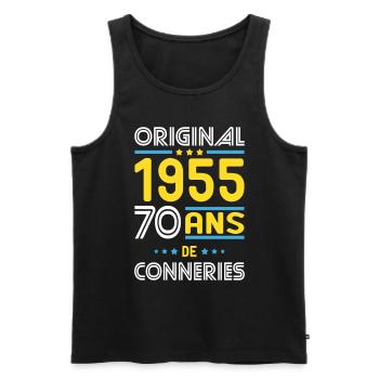 Anniversaire 70 ans - Original 1955 - Conneries - Débardeur bio Premium Homme - noir - Devant - Michal (187cm)
