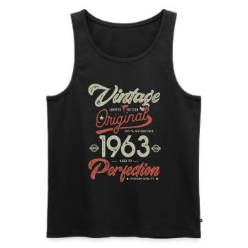 1963 anniversaire vintage 60 ans - Débardeur bio Premium Homme - noir - Devant - AI Model Male 178 light (178cm)
