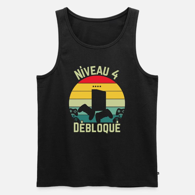 Level 4 freigeschaltet - Männer Premium Bio Tank Top - Schwarz