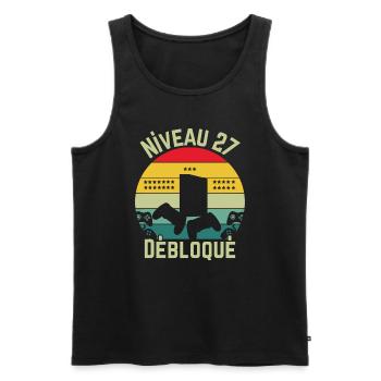 Niveau 27 Débloqué - Débardeur bio Premium Homme - noir - Devant - Michal (187cm)