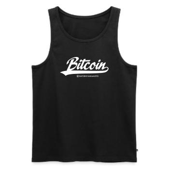 Bitcoin by Satoshi Nakamoto - Men's Premium Organic Tank Top - black - Front - AI Model Male 178 light (178cm)