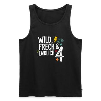 Wild, Cheeky & Finally 4 Years 4th Birthday - Men's Premium Organic Tank Top - black - Front - Michal (187cm)
