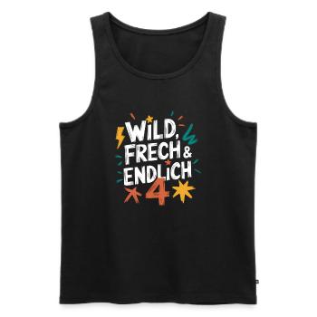Wild, Cheeky & Finally 4 Years 4th Birthday - Men's Premium Organic Tank Top - black - Front - Michal (187cm)