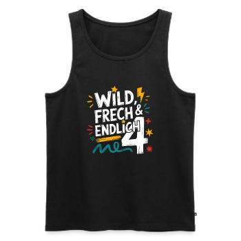 Wild, Cheeky & Finally 4 Years 4th Birthday - Men's Premium Organic Tank Top - black - Front - Michal (187cm)
