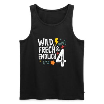 Wild, Cheeky & Finally 4 Years 4th Birthday - Men's Premium Organic Tank Top - black - Front - Michal (187cm)