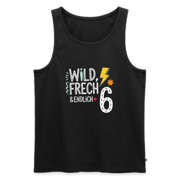 Wild, Frech & Endlich 6 Jahre 6. Geburtstag - Männer Premium Bio Tank Top - Schwarz - Vorne - AI Model Male 178 light (178cm)