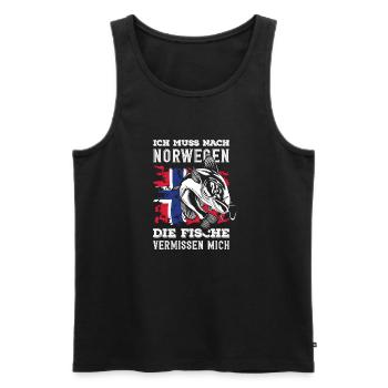 Norwegen Angeln Spruch Lustiges Design - Männer Premium Bio Tank Top - Schwarz - Vorne - Michal (187cm)
