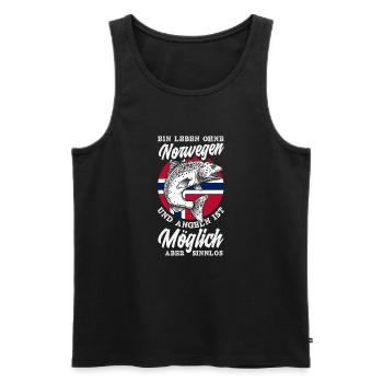 Norwegen Angeln Spruch Lustiges Design - Männer Premium Bio Tank Top - Schwarz - Vorne - Michal (187cm)