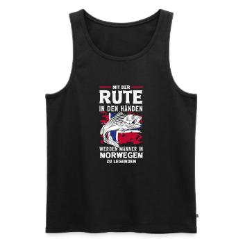 Norwegen Angeln Spruch Lustiges Design - Männer Premium Bio Tank Top - Schwarz - Vorne - Michal (187cm)