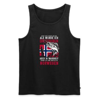 Norwegen Angeln Spruch Lustiges Design - Männer Premium Bio Tank Top - Schwarz - Vorne - Michal (187cm)
