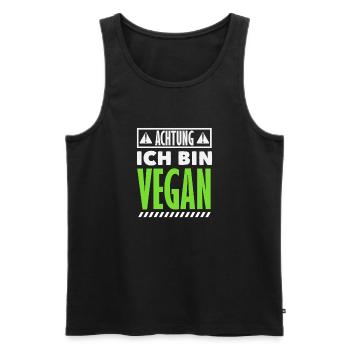 Attention Je suis végétalien Drôle Cadeau végétalien - Débardeur bio Premium Homme - noir - Devant - Michal (187cm)