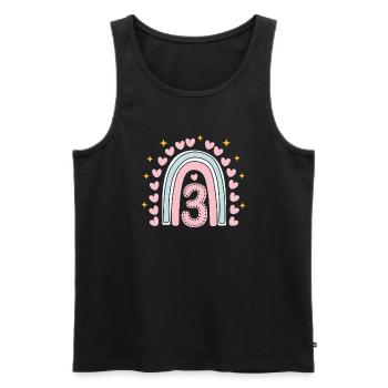 Coeur mignon 3ème anniversaire et design arc-en-ciel - Débardeur bio Premium Homme - noir - Devant - Michal (187cm)
