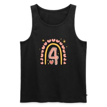 Süßes 4. Geburtstag Herz & Regenbogen Design - Männer Premium Bio Tank Top - Schwarz - Vorne - AI Model Male 178 light (178cm)
