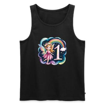 1er anniversaire elfe fée fille chemise d’anniversaire - Débardeur bio Premium Homme - noir - Devant - Michal (187cm)