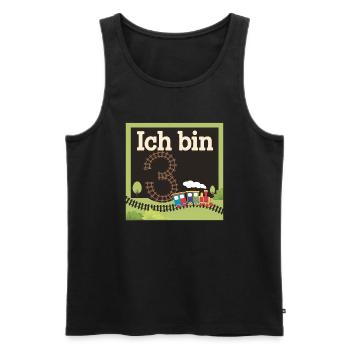 Ich bin 3 Zug Eisenbahn 3. Geburtstag - Männer Premium Bio Tank Top - Schwarz - Vorne - AI Model Male 178 light (178cm)