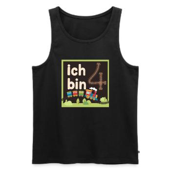 Ich bin 4 Zug Eisenbahn 4. Geburtstag - Männer Premium Bio Tank Top - Schwarz - Vorne - AI Model Male 178 light (178cm)