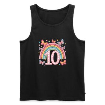 Papillon arc-en-ciel 10e anniversaire fille - Débardeur bio Premium Homme - noir - Devant - AI Model Male 178 light (178cm)