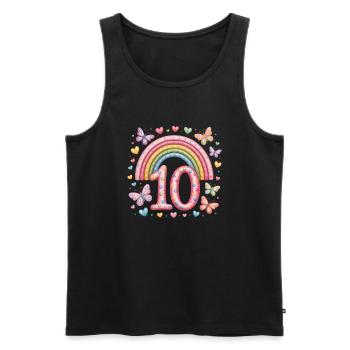 Papillon arc-en-ciel 10e anniversaire fille - Débardeur bio Premium Homme - noir - Devant - AI Model Male 178 light (178cm)