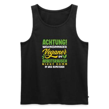 Attention I'm Vegan Funny Vegan Gift - Men's Premium Organic Tank Top - black - Front - AI Model Male 178 light (178cm)