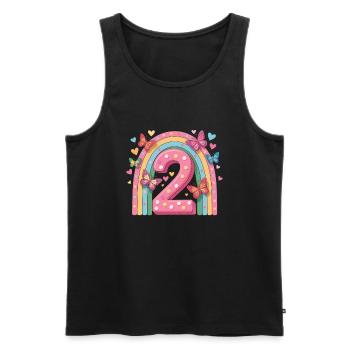 Regenbogen Schmetterling 2. Geburtstag Mädchen - Männer Premium Bio Tank Top - Schwarz - Vorne - Michal (187cm)