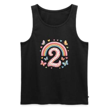 Regenbogen Schmetterling 2. Geburtstag Mädchen - Männer Premium Bio Tank Top - Schwarz - Vorne - Michal (187cm)