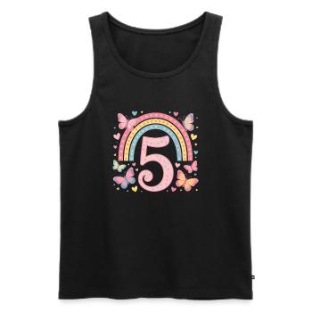 Rainbow Butterfly 5th Birthday Girl - Men's Premium Organic Tank Top - black - Front - Michal (187cm)