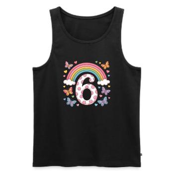 Rainbow Butterfly 6th Birthday Girl - Men's Premium Organic Tank Top - black - Front - Michal (187cm)