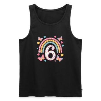 Papillon arc-en-ciel 6e anniversaire fille - Débardeur bio Premium Homme - noir - Devant - Michal (187cm)