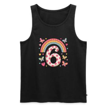 Regenbogen Schmetterling 6. Geburtstag Mädchen - Männer Premium Bio Tank Top - Schwarz - Vorne - Michal (187cm)