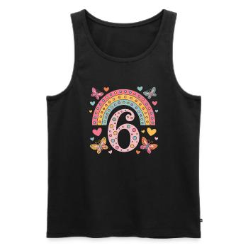 Regenbogen Schmetterling 6. Geburtstag Mädchen - Männer Premium Bio Tank Top - Schwarz - Vorne - Michal (187cm)