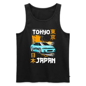 Japan City Vintage Kyoto - Men's Premium Organic Tank Top - black - Front - Michal (187cm)