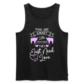 Teacup Pig Domestic Pig Piggy Tiny - Men's Premium Organic Tank Top - black - Front - AI Model Male 178 light (178cm)