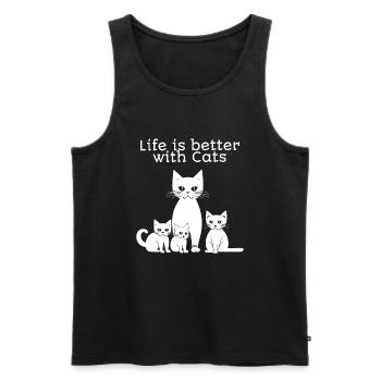 Life is better with Cats - Men's Premium Organic Tank Top - black - Front - Michal (187cm)